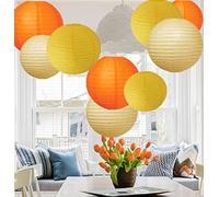 A Liittle Treee 12 PCs Mixed New Round Paper Lanterns Wedding Birthday Party Decor (Autumn Shade12)