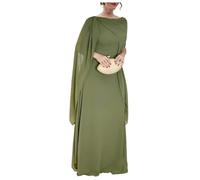 A Line Long Formal Gown for Wedding Party Chiffon Pageant Dresses with Cape Flowy Sleeve Gala Dress Olive Green Size UK16/EU44