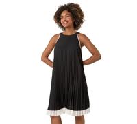 Roman Originals Women High Neck Floral Pleated Swing Dress - Ladies Spring Everyday Summer Evening Vacation Halter Work Holiday Sleeveless Smart Casual Chiffon - Noir - Size 14