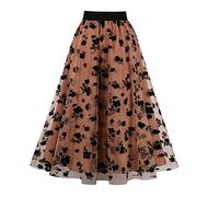 A Line Skirt for Women UK Long Pleated Skirt Midi Tulle High Waisted Butterfly Mesh Vintage Flared Tutu Tulle Layered Pleated A Line Swing