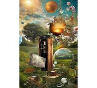 a lined notebook with themes of nature, space, technology