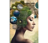 a lined notebook with themes of nature, space, technology