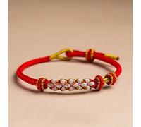 A Link That Can Never Be Undone Peach Blossom Knot Bracelet, Adjustable Braided Bracelets for Women, Hand Woven Bracelets, Comfortable Little Girls Jewelry (red)