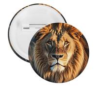 A Lion Badge Metal Round Pins, Lightweight Brooch for Backpack, Fashion Button Pins Badge for Shirts, Jackets, Shawl Coat, Unisex, 5PCS, Tinplate, metal round pins