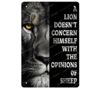 A Lion Doesn't Concern Himself with The Opinions of Sheep Vintage Metal Tin Sign Bedroom Living Room Office Wall Art Poster Decoration Positive Quotes Lion Animal Gift 8x12 inch