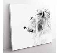 A Lion Painting Modern Canvas Wall Art Print Ready to Hang, Framed Picture for Living Room Bedroom Home Office Décor, 50x50 cm (20x20 Inch)