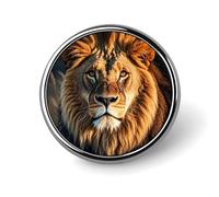 A Lion Round Badge Brooch Lightweight Lapel Tie Pins Unique Gifts Metal Brooch Badge For Hat Shirt Clothing Bags Decoration