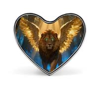A lion with wings Heart Brooch Pin Beautiful Snow for Backpacks Or Lapels Valentine Pin Anniversary