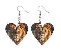 A Lion Wooden Earrings for Women, Vintage Elegant Wood Jewelry, Lightweight Earrings for Wedding, Party, Everyday Jewelry Gift, Love, Wood, wood