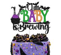A Little Baby is Brewing Cake Topper, Welcome Boy Girl, Halloween Baby Shower First Birthday Gender Reveal Baby Announcement Party Decorations Supplies