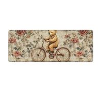 A Little Bear Riding A Bicycle Mouse Pad In Big Extended Non-Slip Rubber Base Mousepad With Stitched Edges Gaming Pc Desktop Large Mouse Pad 11.8x31.5