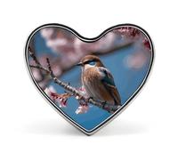 A Little Bird Buttons Pin Memorial Boutonniere for Wedding Groom Bride, Customize Lapel Heart Pin for Christmas, Men Women Costume Decorative Fashionable Brooches
