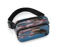 A Little Bird Fanny Pack Belt Bag with Adjustable Strap Fashion Waist Bag for Outdoor Sports Hiking, white, 20x13cm, Full Printed Waist Bag