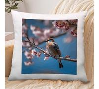 A Little Bird Pillowcase Linen for Home Use, Soft Comfortable Pillow Cover with Invisible Zipper, Breathable Pillow Cases 40x40cm for Luxury Hotel, Living Room, Bedroom