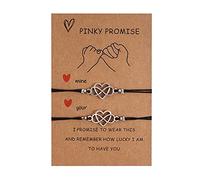 A Little Birthday Bracelet to Celebrate 2 pcs, Adjustable Handmade String Rope Relationship Bracelets Friendship Couple Matching Bracelet Valentine's Day Presents for Friends (C, One Size)