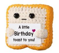 A little Birthday Toast To You, Funny Positive Toast, Crochet Bread Happy Birthday Card, Gifts Knitting Do Support Emotional
