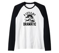 A Little Bit Dramatic Black Kitten in Box Funny and Cute Raglan Baseball Tee
