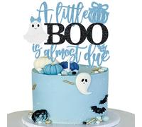 A Little Boo Is Almost Due Cake Topper Baby Shower Decoration October Halloween Theme Party Supplies Blue