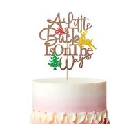 A Little Buck is On The Way Cake Topper, Christmas Baby Shower Cake Decor, Brown Glitter Reindeer Cake Topper for Boy Girl, Winter Onederland Themed First Birthday Party Decoration