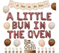 A Little Bun in the Oven Brown Letter Balloon Decoration Set A Little Bun in the Oven Foil Letter Balloons, Brown Bread Cupcake Toppers for Baby Shower or Gender Reveal Party Supplies