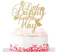 A Little Bunny is on the Way Cake Topper, Easter Baby Shower Cake Decor, Some Bunny is on the Way, Spring Easter Themed Baby Shower Gender Reveal Party Decorations Gold Glitter