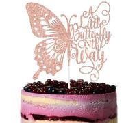 A Little Butterfly is on the Way Cake Topper, Butterfly Baby Shower Decorations, Welcome Baby Party Decoration Supplies, Sweet Baby Girl Decor Rose Gold Glitter