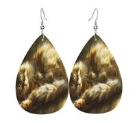 A little cat resting under the warm sunshine Women's Teardrop Leather Earrings - Lightweight PVC Dangle Earrings, 925 Silver Hooks, Double-Sided Prints | Hypoallergenic Gift