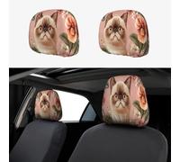 A Little Cat With Wide-Open Eyes Head Rest Cover Car Accessories, 2 Pcs Car Seat Headrest Cover, Washable Headrest Protector Universal Fit To All Car Suvs Truck Van Vehicles Auto