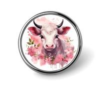 A Little Cow Badges Decorative, Durable Aluminum Alloy Round Badge, Lightweight Button Brooch for Shirts, Jackets, Hats, Uniforms 1"