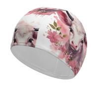 A Little Cow Swim Cap for Adult, Elastic Fabric Swimming Cap, Comfortable Bathing Cap for Long & Short Hair