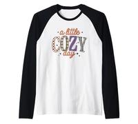 A Little Cozy Day Retro Plaid Leopard Checkered Fall Relax Raglan Baseball Tee