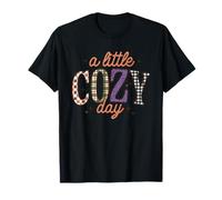 A Little Cozy Day Retro Plaid Leopard Checkered Fall Relax T-Shirt