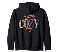 A Little Cozy Day Retro Plaid Leopard Checkered Fall Relax Zip Hoodie