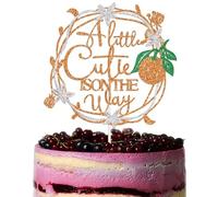 A Little Cutie is on the Way Cake Topper, Summer Fruit Cutie Baby Shower Decorations, Citrus Fruit Orange Welcome Baby Party Decorations Orange & Green Glitter