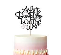 A Little Dumpling is on the Way Cake Topper, Dumpling Baby Shower Cake Decor, Black Glitter Chinese Food Bao Cake Topper for First Birthday/Welcome Baby Party Decoration