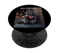 A Little Feral Raccoon Loves Donuts & Iced Coffee PopSockets Adhesive PopGrip