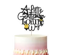 A Little Gentleman is on the Way Cake Topper, Little Man Baby Shower Cake Decor, Black Glitter Bow Tie Mr Onederful Cake Topper for Boy, Welcome Baby First Birthday Party Decoration