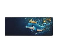 A Little Golden Dolphin With A Crownfloral Print Mousepad Laptop Keyboard Mat Large Mouse Pad With Stitched Edges Long Non-Slip Rubber Base Spring Desk Pad For Office Home Desk Decor, 31.5" X 11.8"