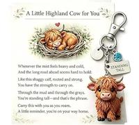 A Little Highland Cow For You Keychain, Cute 3D Resin Highland Cow Keyring with Birthstone & Sentiment Card, Your Daily Reminder of Quiet Strength for Family and Friends (#September)