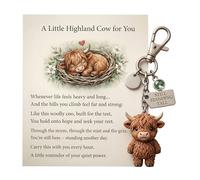 A Little Highland Cow For You Keychain: Your Daily Reminder of Quiet Strength, Cute 3D Resin Tiny Cow Keychainwith Birthstone & Sentiment Card for Women, Friends Family (A,January)