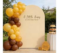 A Little Honey is On The Way Arch Backdrop Cover, Stretchy Fabric, Quick Install, Washable Arch Cover for Baby Shower Gender Reveal Party Decorations (Stand Not Included) (Beige,6.6FT)