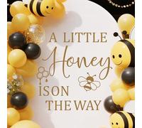 A Little Honey is on The Way Decal - Bee Baby Shower Decorations - Gender Reveal Bee Themed Party Decal for Balloon Arch Backdrop Brown