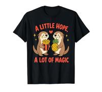 A Little Hope, A Lot of Magic Otter Design Value Graphic T-Shirt, Men, Black, M