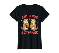 A Little Hope, A Lot of Magic Otter Design Value Graphic T-Shirt, Women, Black, XS
