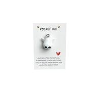 A Little Hug Crystal Cow Shaped Gift Card, Cute Animal with Inspirational Message, 2.7cm Heart Cow Dinosaur Penguin Charm (Penguin)