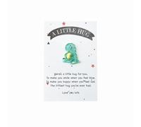 A Little Hug Crystal Cow Shaped Gift Card, Cute Animal with Inspirational Message, 2.7cm Heart Cow Dinosaur Penguin Charm (Dinosaur)