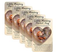 A Little Hug from Punch, Punch Monkey Pocket Hug with Gift Card, 2d Acrylic, A Tiny Symbol of Comfort, Cute Card for Mother, Family, Friend, Positive Emotional Support, Thanks and Cheer Up (5pcs)