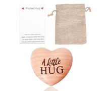 A Little Hug Set Wooden Heart Gift, Heart Shaped Ornaments, Wooden Heart Ornaments Tiny Hug, Guardian Angel Gift for Friends, Family, And Couples During Isolati, Women Couple