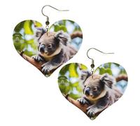 A little koala Prints Stylish Heart-Shaped Earrings Lightweight Women'S Accessories Perfect For Parties And Valentine'S Day.