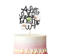 A Little Lamb is on the Way Cake Topper, Farm Animal Baby Shower Cake Decor, Black Glitter Little Lamb Sheep Cake Topper for First Birthday/Welcome Baby Party Decoration